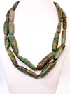 Double Strand Organic Turquoise Necklace with Faceted Beads