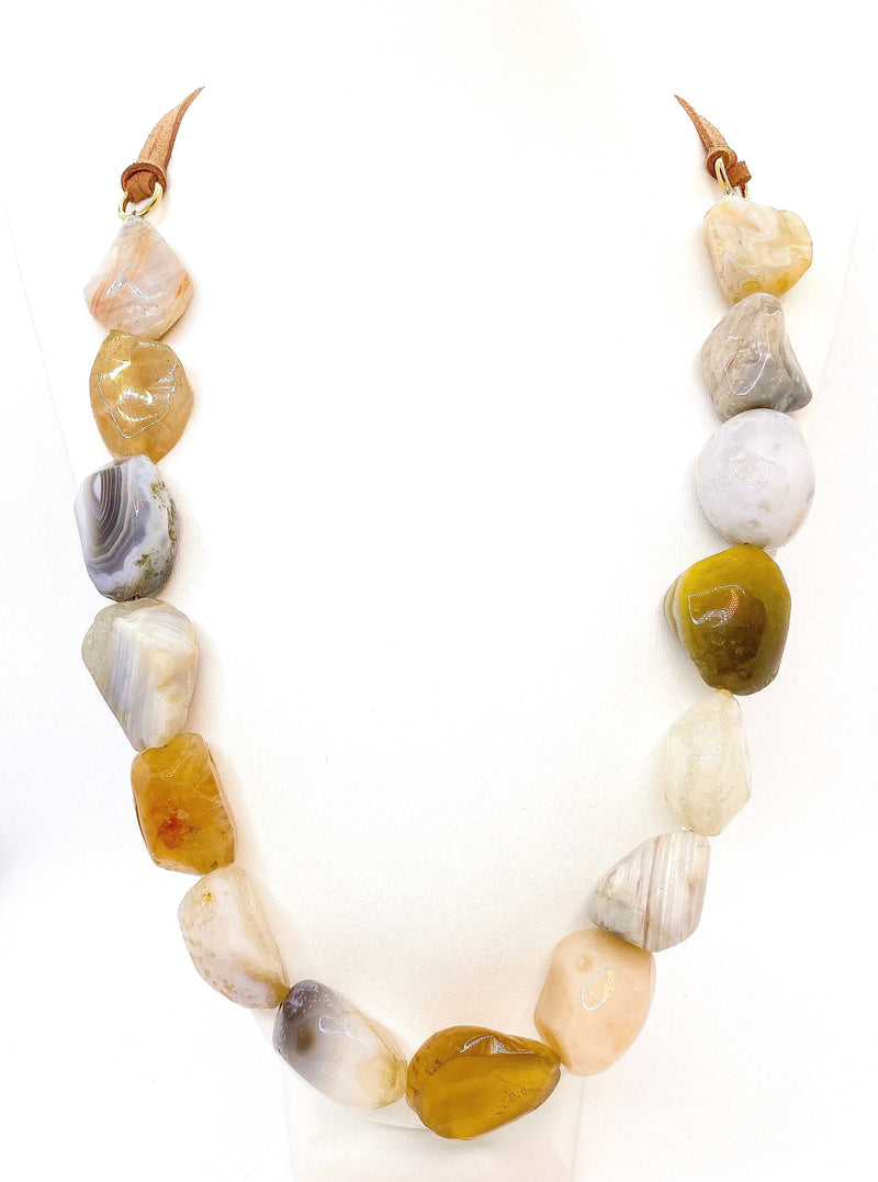 Multicolor Agate and Suede Necklace