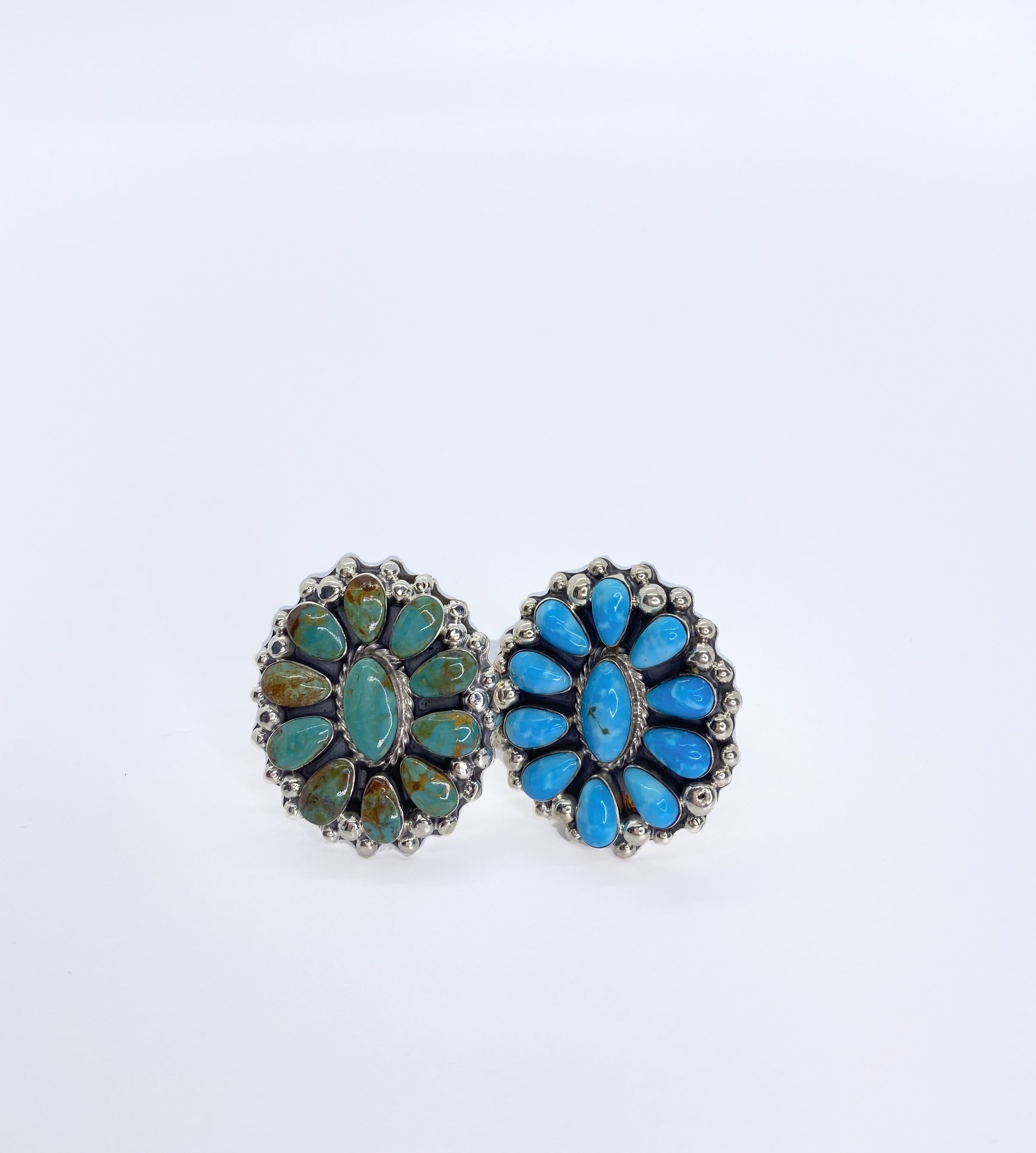 Kingman Blue or Kingman Green Turquoise Flower Ring Connie Craig Carroll Style Kingman Blue or Kingman Green Turquoise Flower Ring Connie Craig Carroll Style