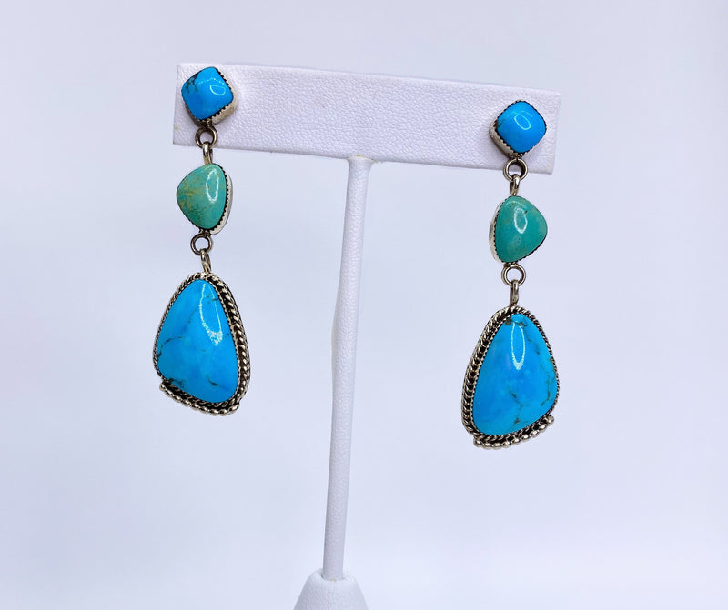Exclusive Blue and Green Kingman Turquoise Earrings