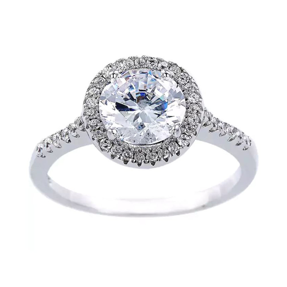 Halo Style Cubic Zirconia Engagement Ring – Connie Craig Carroll Style