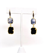 Dendrite Opal and Black Druzy Earrings